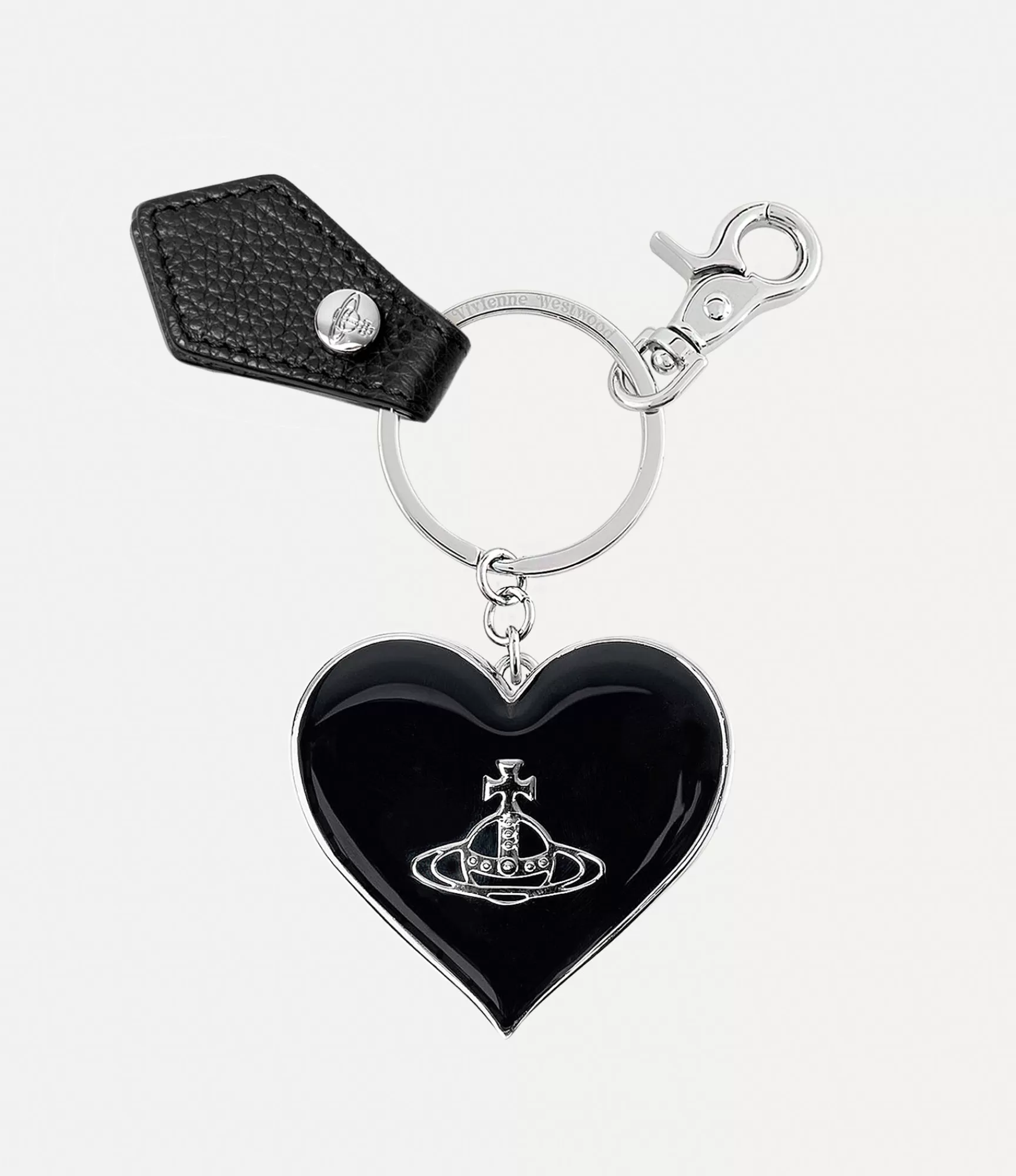 Vivienne Westwood Grain Leather Mirror Heart Orb | Women Keyrings | Keyrings