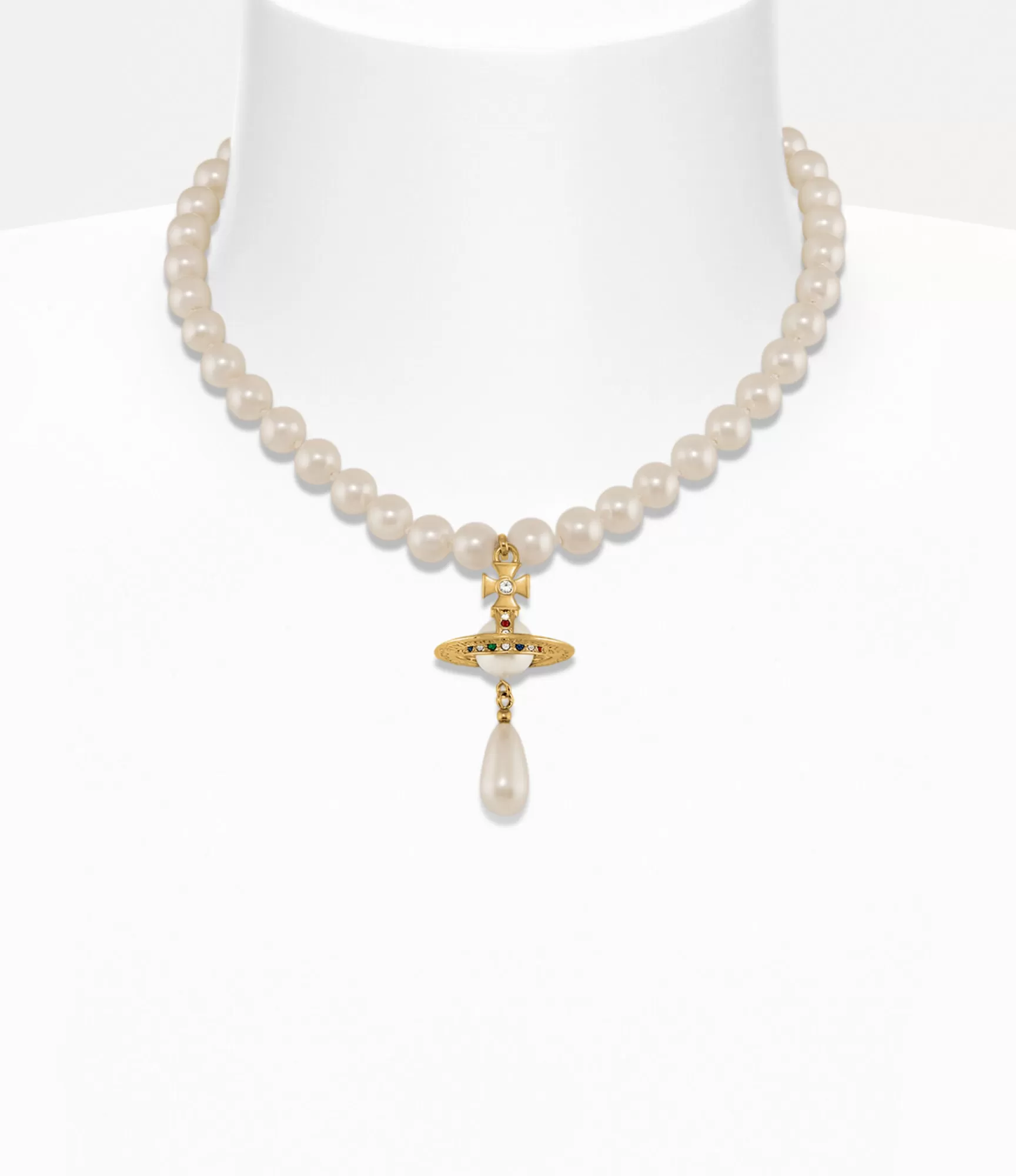 Vivienne Westwood One Row Pearl Drop Choker | Women Necklaces | Classic Styles