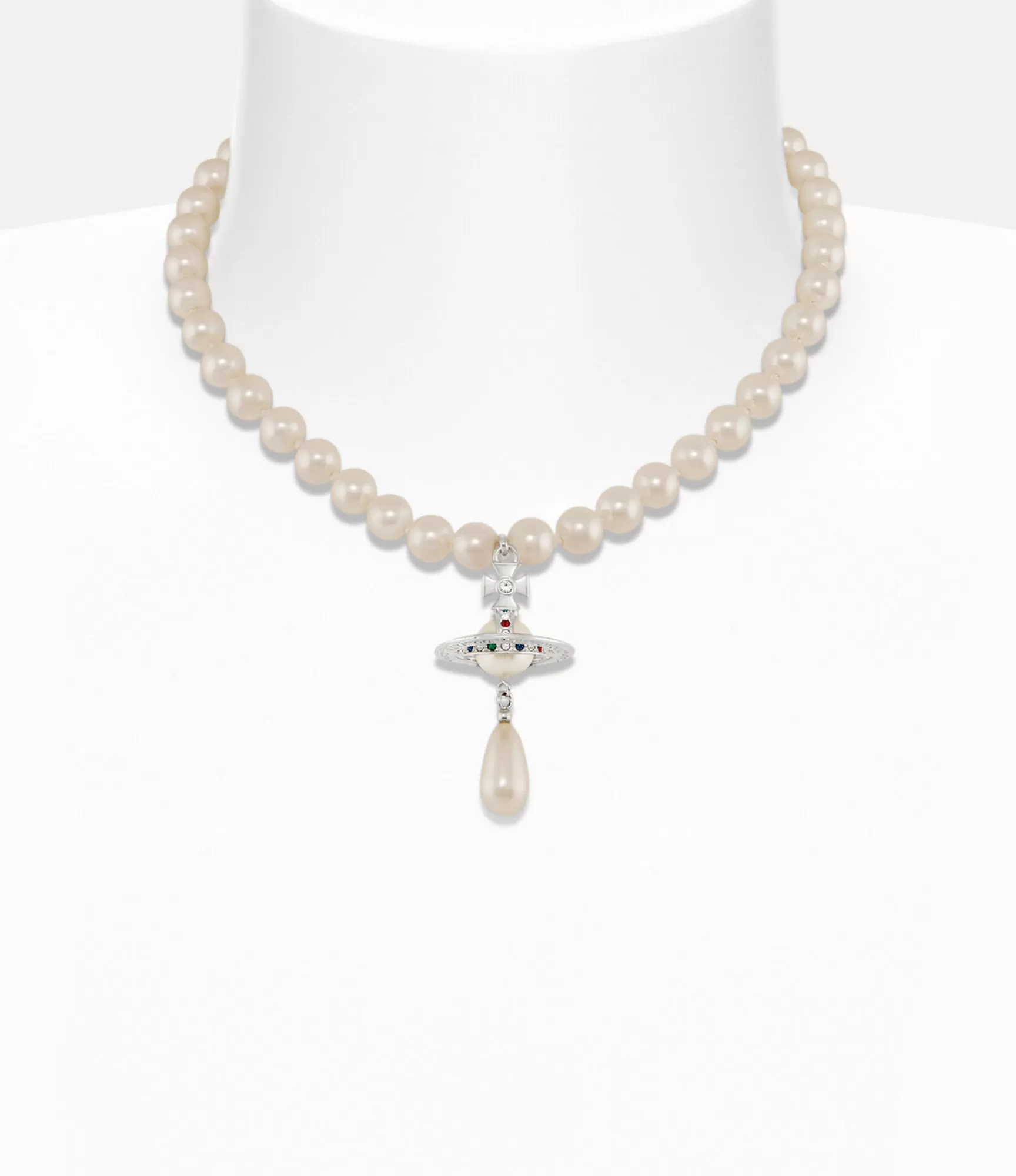 Vivienne Westwood One Row Pearl Drop Choker | Women Necklaces | Classic Styles