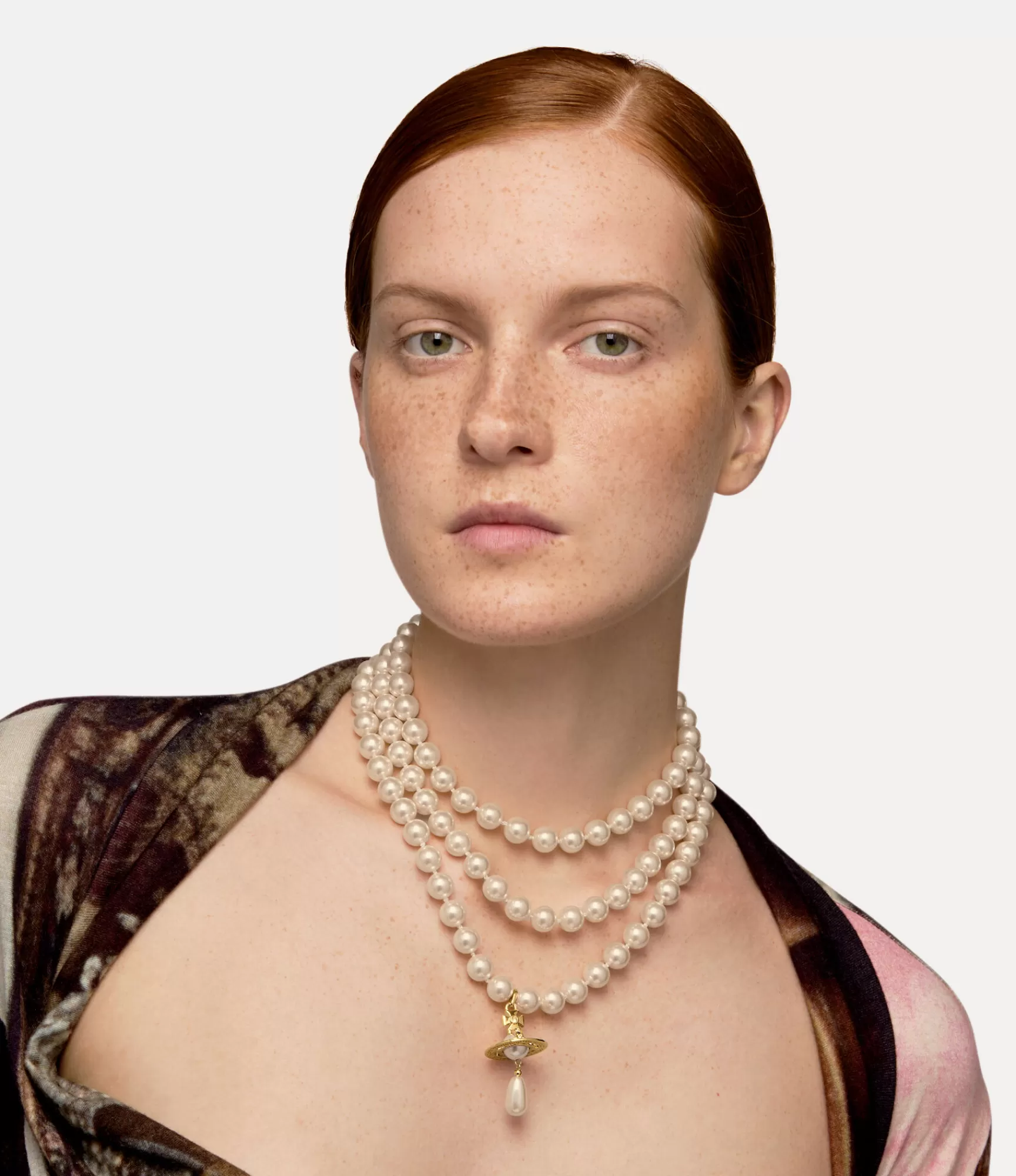 Vivienne Westwood Three Row Pearl Drop Choker | Women Necklaces | Classic Styles